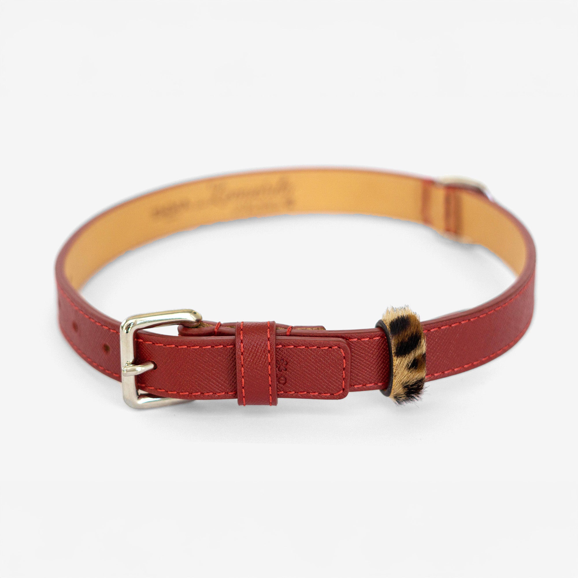 Red Saffiano Classic Fit Collar