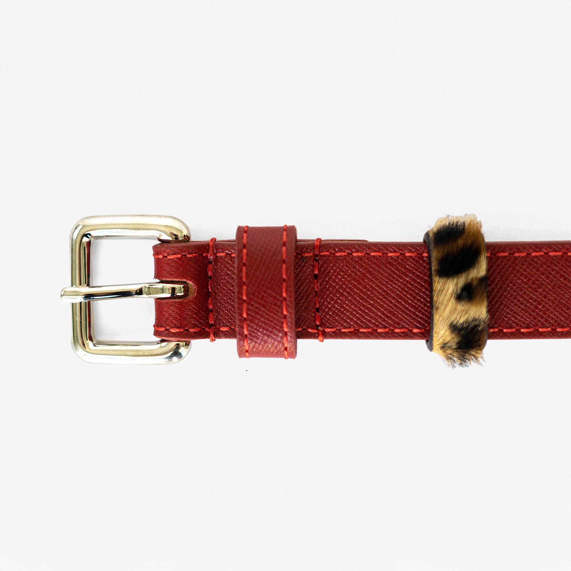 Red Saffiano Classic Fit Collar