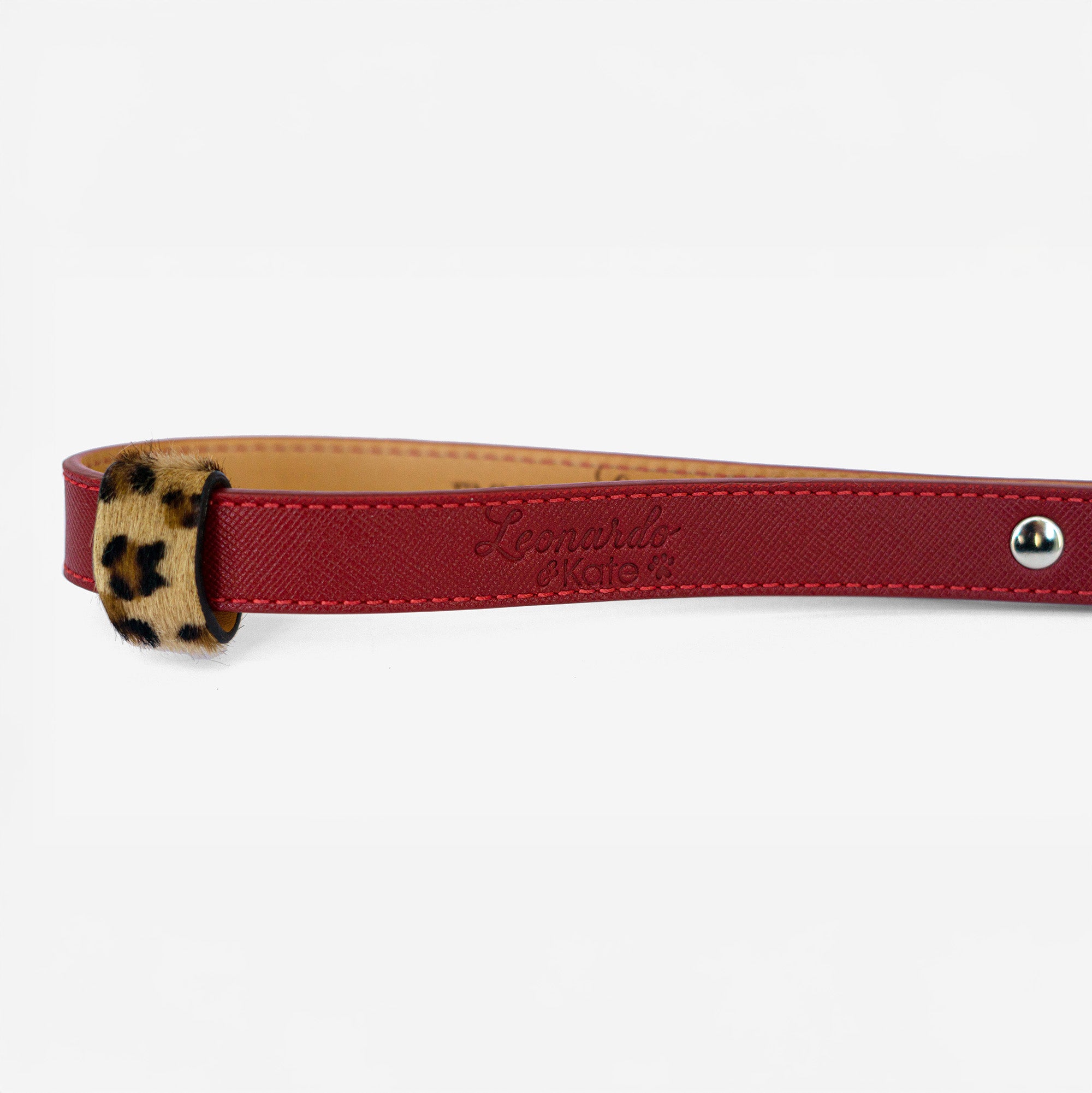 Red Saffiano Leash